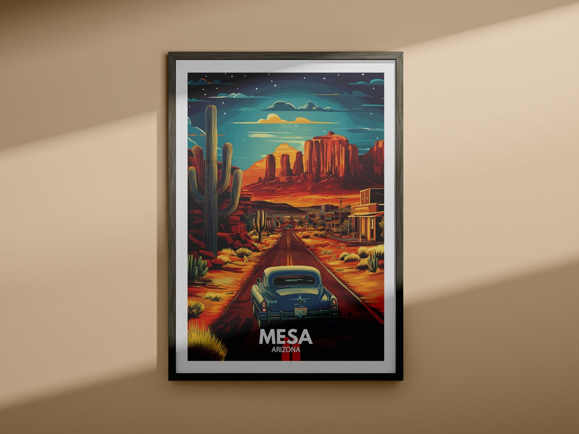 Mesa Travel Print Arizona Mesa Travel Poster Arizona Travel Poster Arizona Cityscape Wall Art Unique City Decor - Image 3