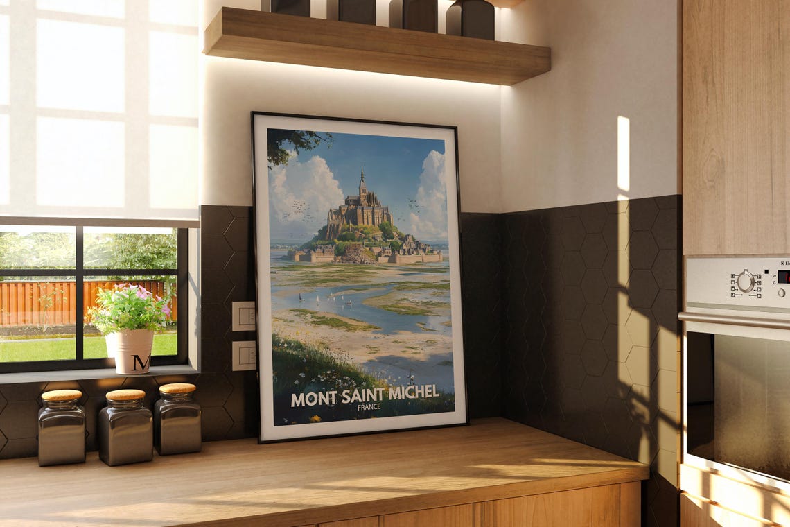 Mont Saint Michel Print France Mont Saint Michel Poster France Travel Art Poster France Wall Art Decor - Image 2