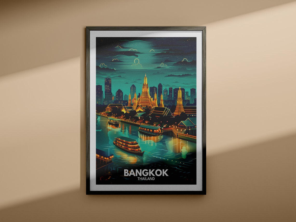Bangkok Art Print Thailand Bangkok Travel Poster Thailand Travel Poster Thailand Cityscape Wall Art Unique City Decor - Image 3