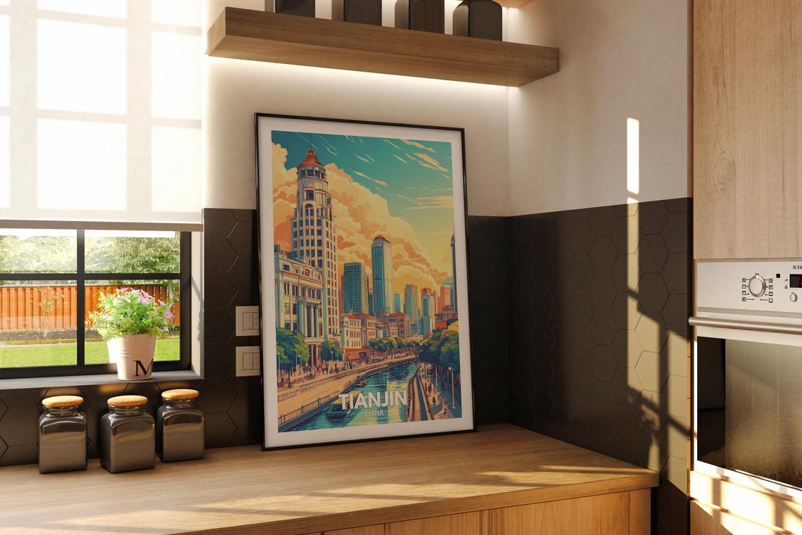 Tianjin Travel Print China Tianjin Travel Poster China Travel Poster China Cityscape Wall Art Unique City Art Decor - Image 2