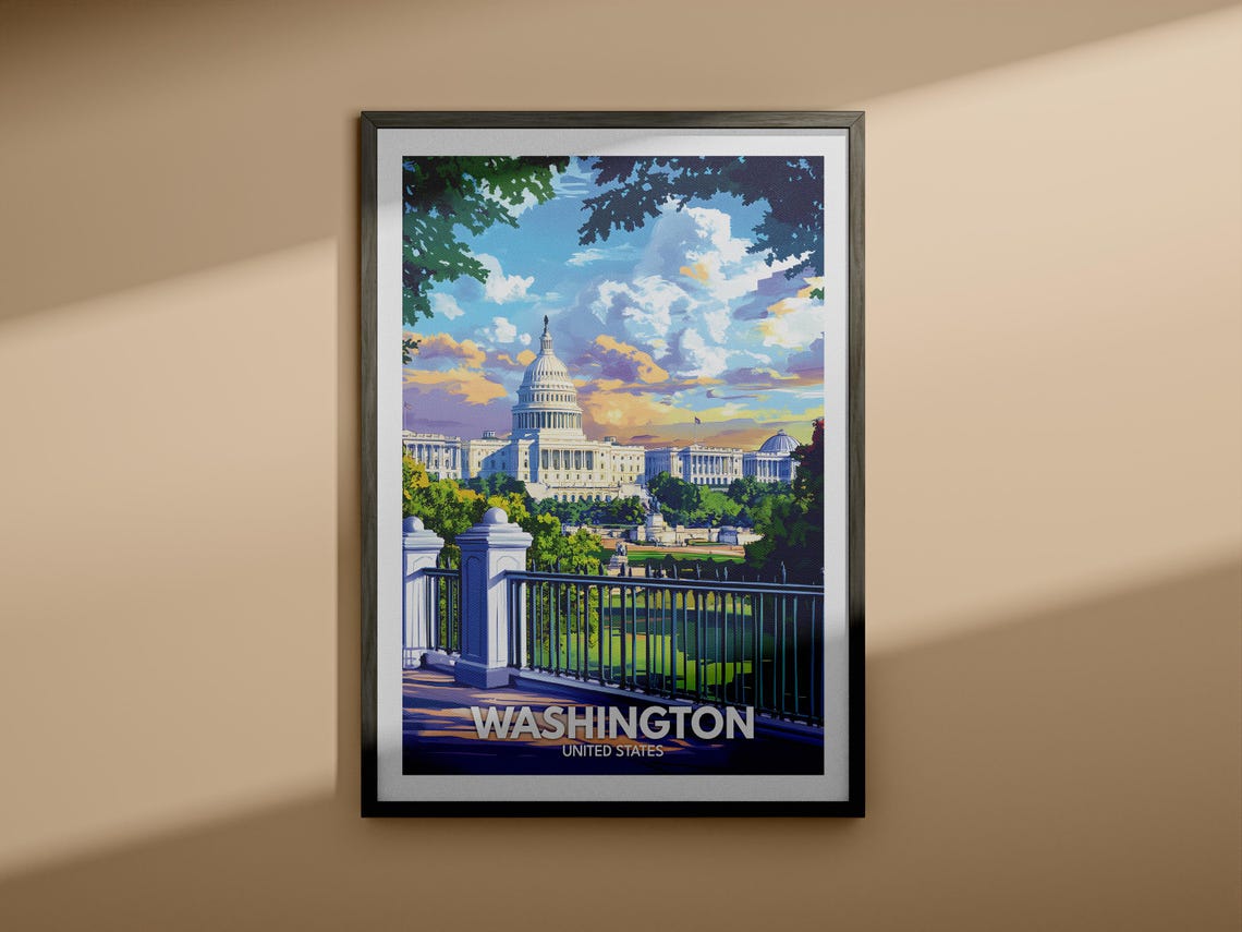 Washington Travel Print United States Washington Travel Poster United States Travel Poster United States Cityscape Wall Art City Decor - Image 3