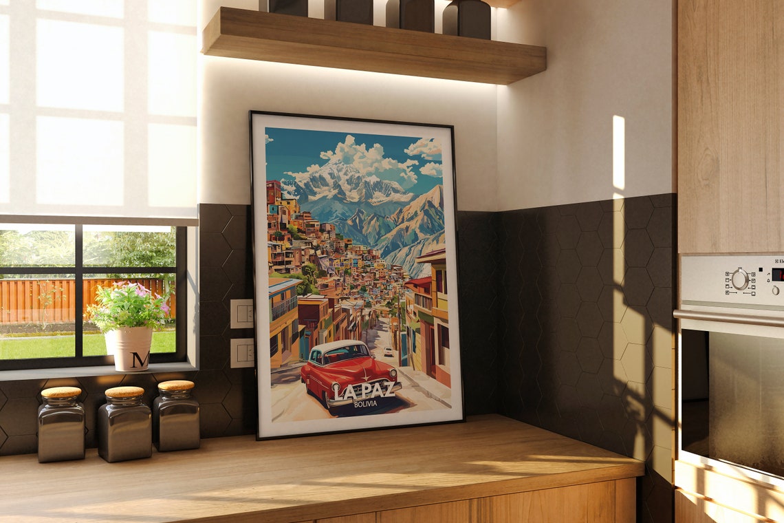 La Paz Travel Print Bolivia La Paz Travel Poster Bolivia Travel Poster Bolivia Cityscape Wall Art Unique City Art Decor - Image 2