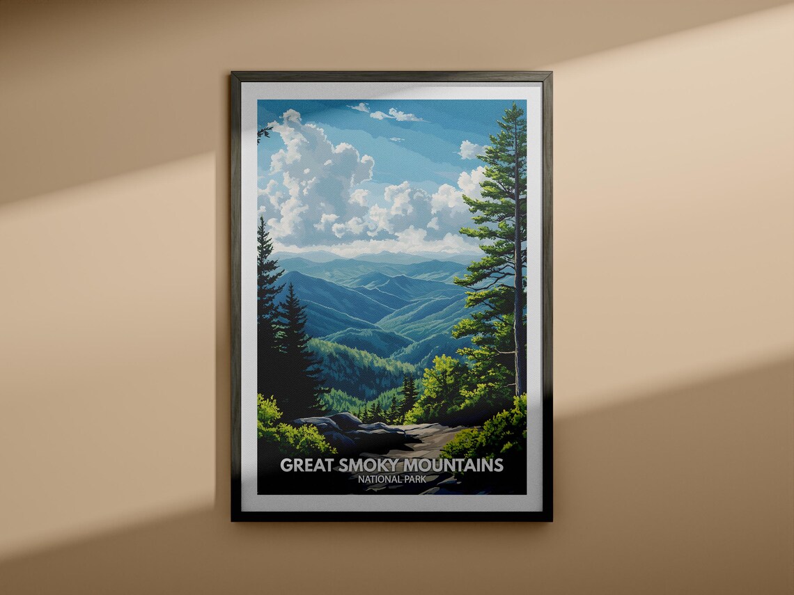 Great Smoky Mountains National Park Print Great Smoky Mountains Great Smoky Mountains Travel Art Poster Great Smoky Mountains Wall Art - Image 3