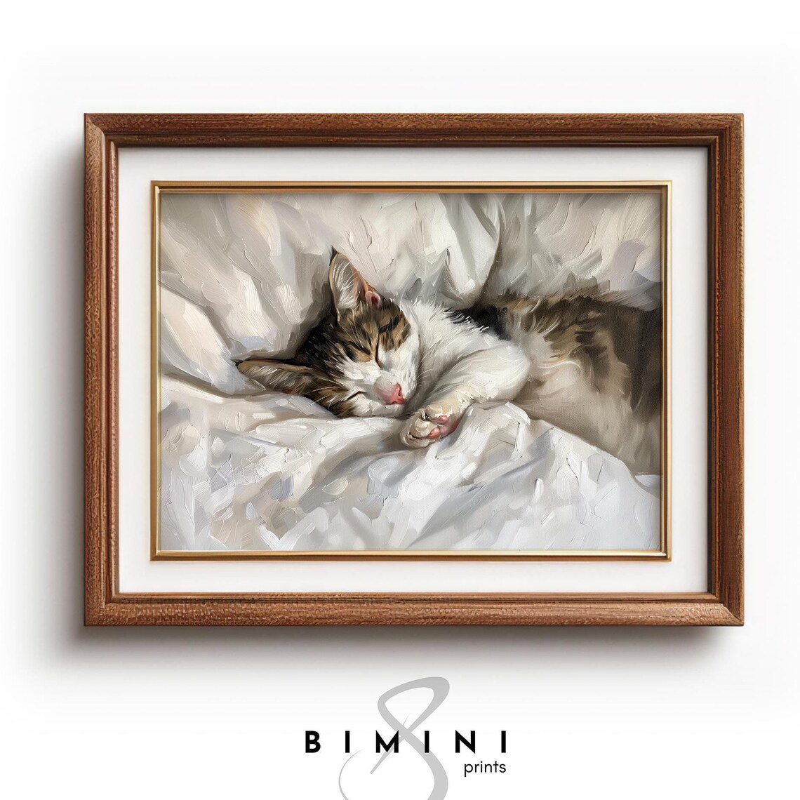 Vintage Tabby Cat Sleeping Cat Wall Art Print