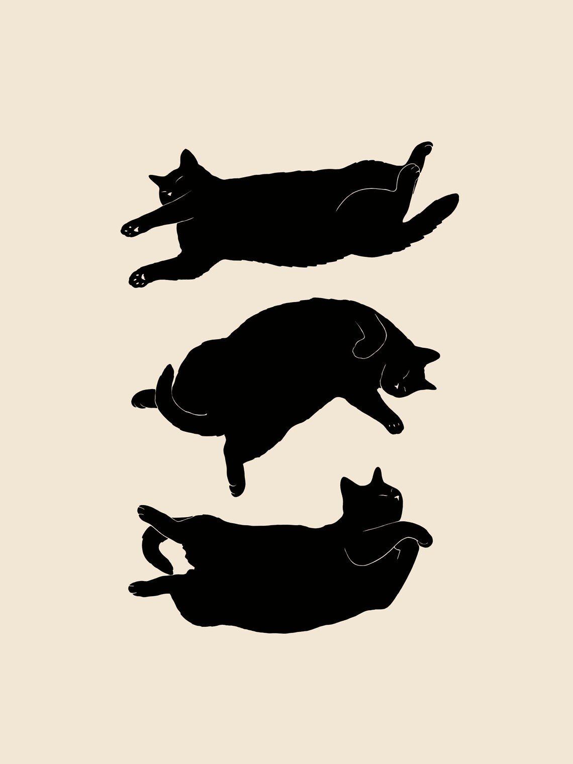 Lazy Cat Illustrated Art Print, Minimal Cat Poster - Image 2