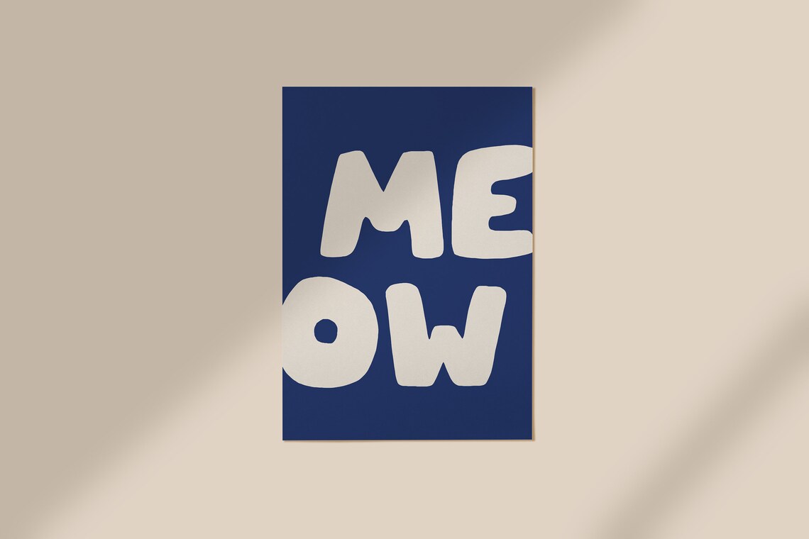 Meow One Line Word Art Cat Lover Gift, Art Print - Image 2