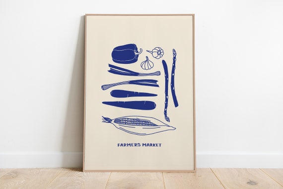 Farmers Market Print Vegetable Print Veggie Wall Art Kitchen Art Pop Art Food Print Farmers Market Wall Art