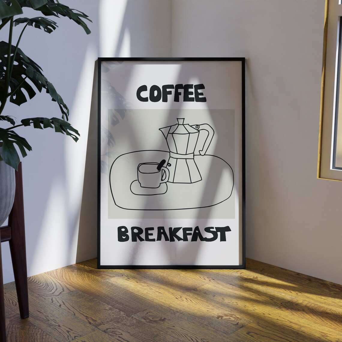 Coffee Print Breakfast Print Kitchen Prints Kitchen Poster Modern Prints Food Print Coffee Poster Coffee Print Wall Art - Image 2