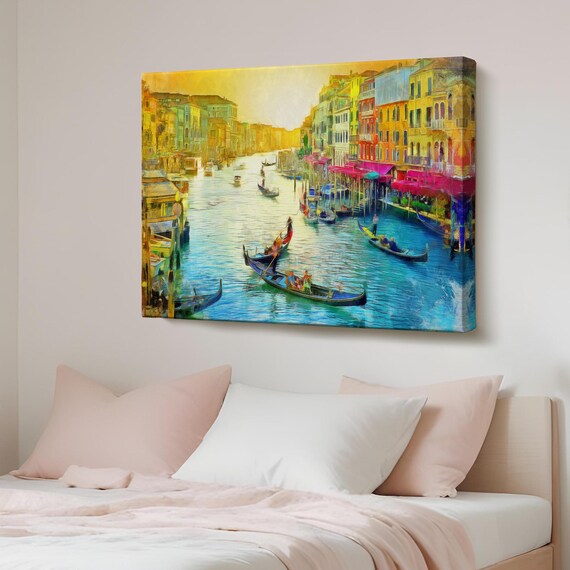 Venice Grand Canal with Gondolas Glowing in Golden Light Poster
