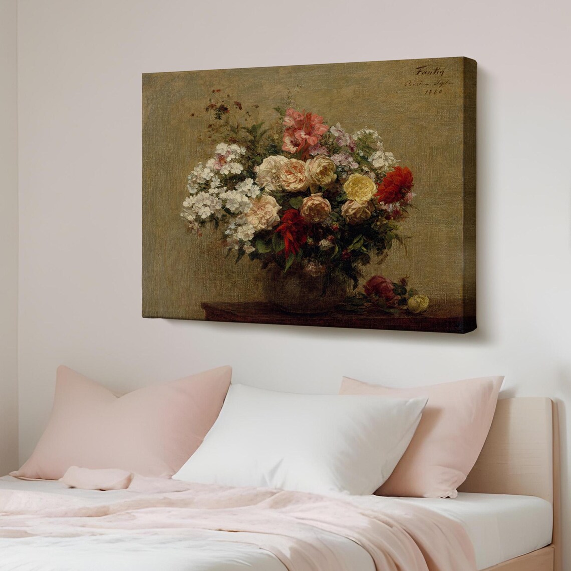 Vintage Floral Bouquet Painting 1880 Signed Fantin Classic Art Poster