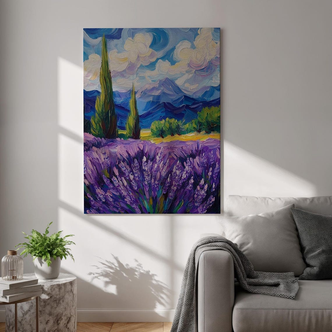 Lavender Field Impressionist Canvas Oil Painting Style Wall Art