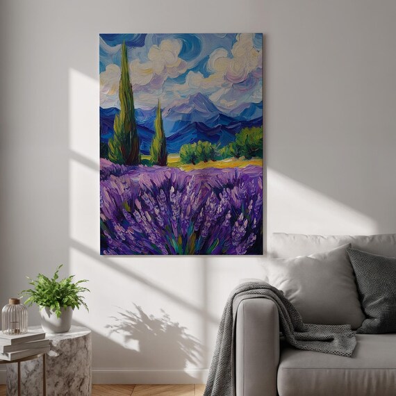Lavender Field Impressionist Canvas Oil Painting Style Wall Art