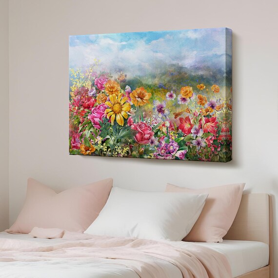 Colorful Wildflower Meadow With Sunflowers And Roses Art Poster