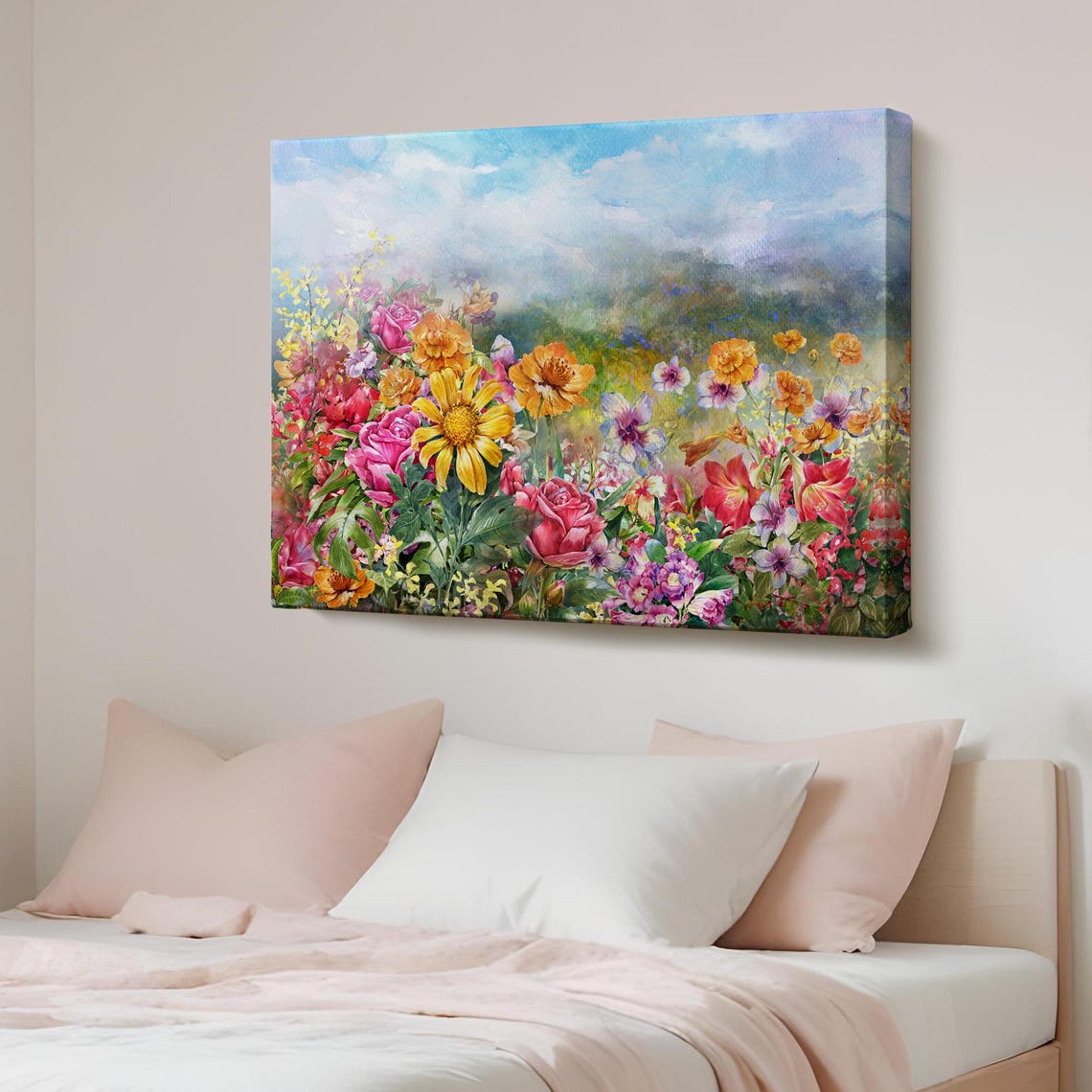 Colorful Wildflower Meadow With Sunflowers And Roses Art Poster