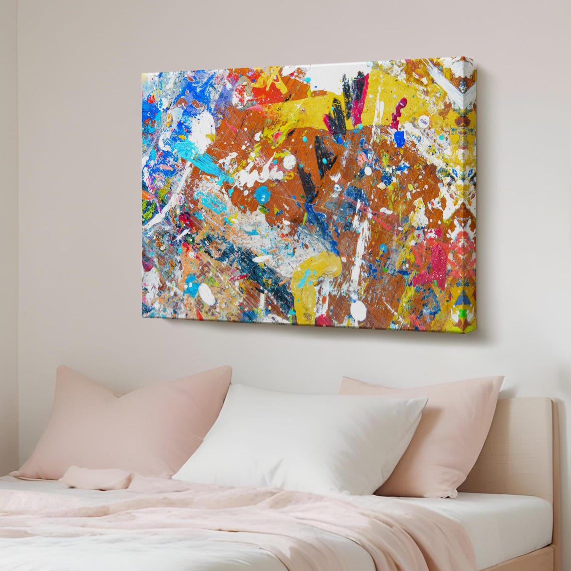 Colorful Abstract Splatter Paint Drip Art Decorative Canvas Print