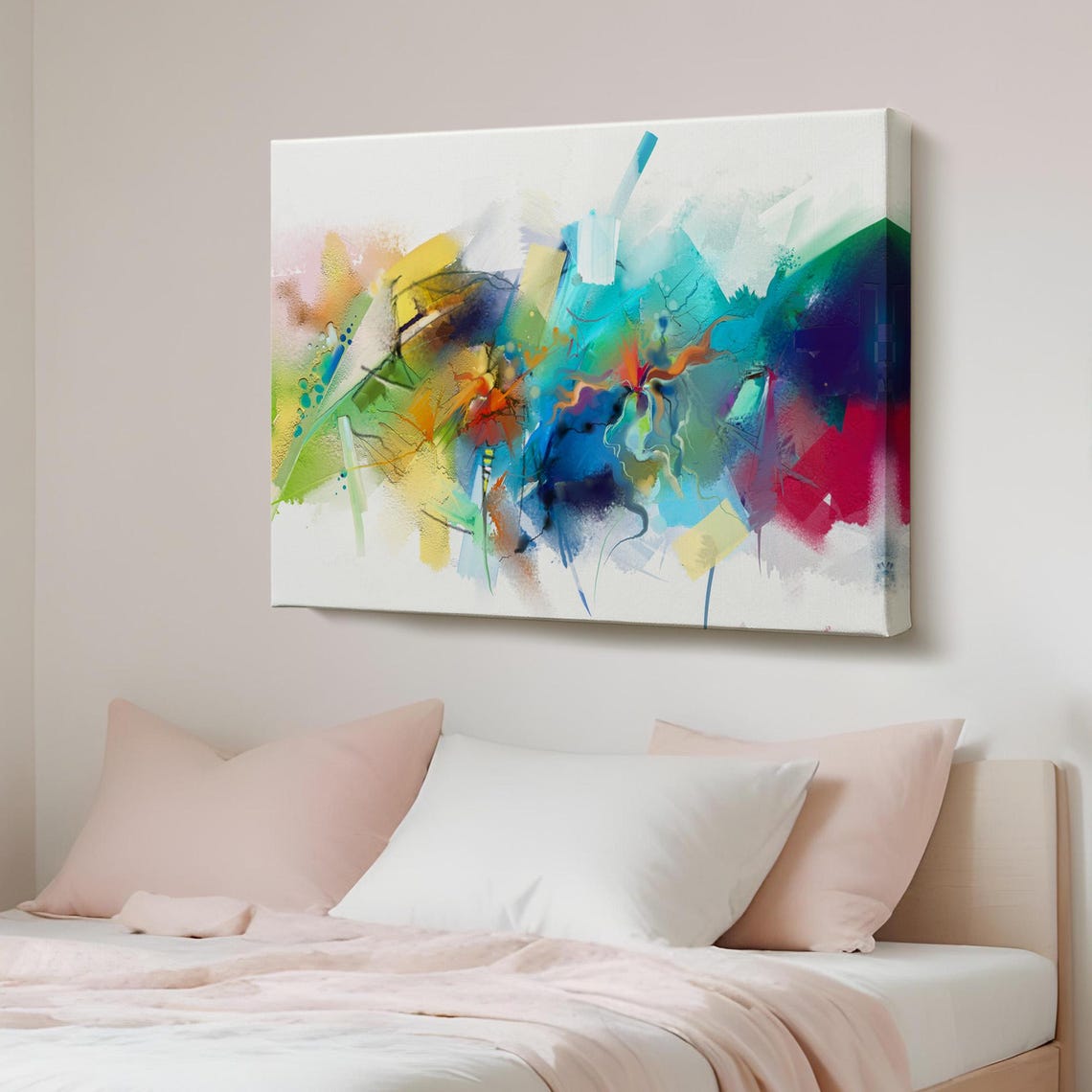 Colorful Abstract Brushstrokes Modern Painting Style Canvas Wall Art