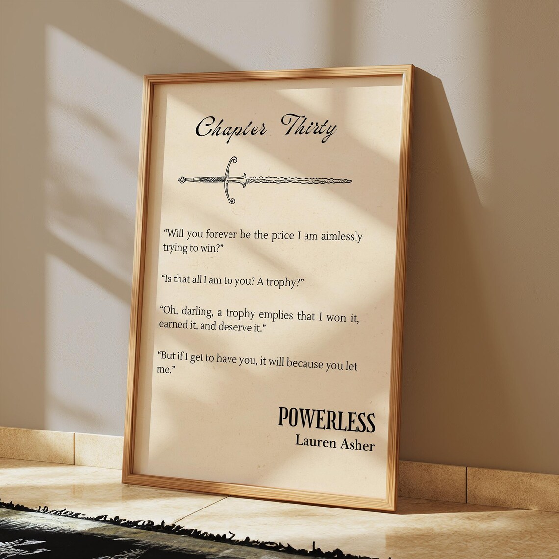 Powerless Chapter Thirty Quote Poster Sword Bookish Art Lauren Asher - Image 3