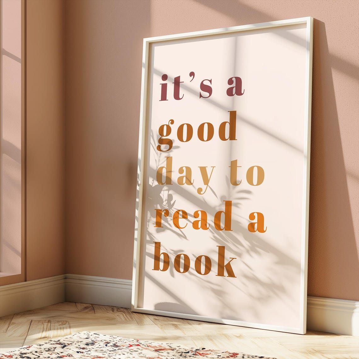Its A Good Day To Read A Book Quote Poster Bookish Gradient Rose Art