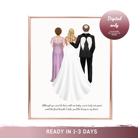 Passed Away Father of the Bride Angel Memorial Wedding Poster Keepsake Gift