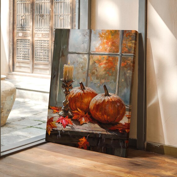Rustic Autumn Pumpkin Scene, Farmhouse Decor