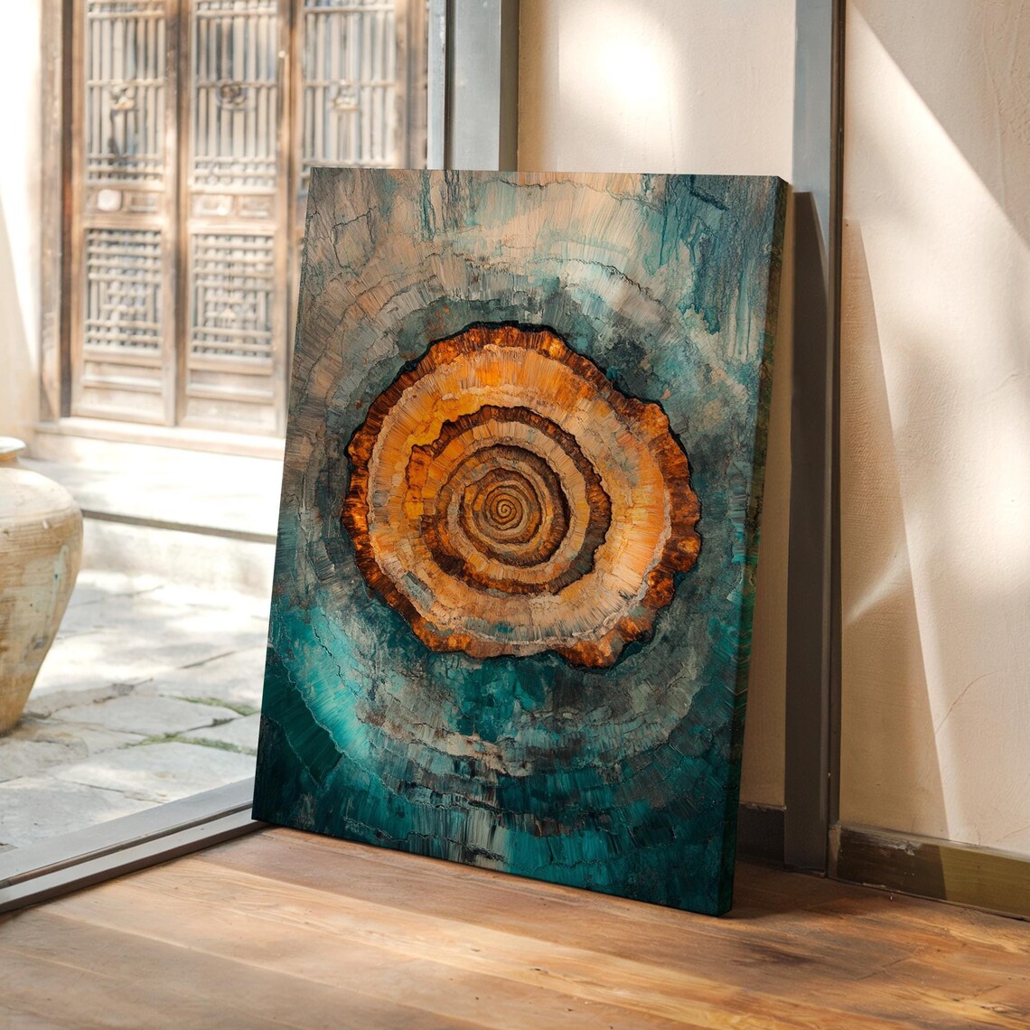 Abstract Geode Spiral, Petrified Wood Texture Art Print