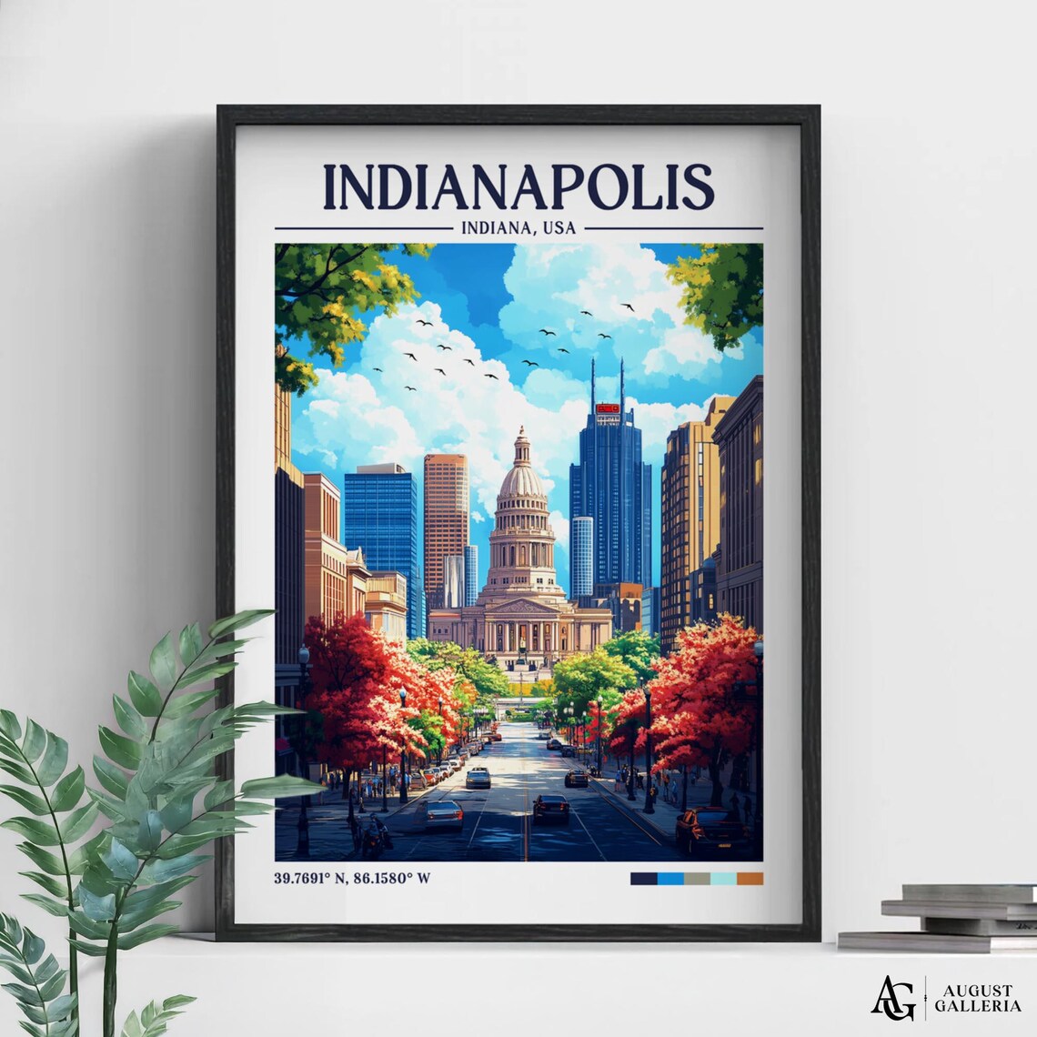 Indianapolis Indiana Retro Travel Poster