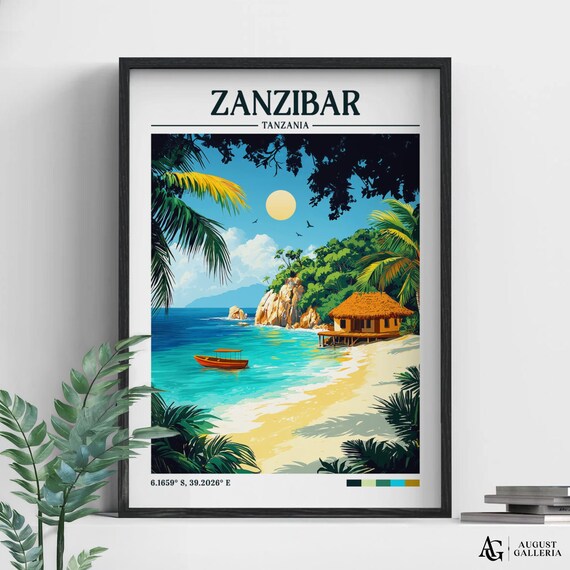 Zanzibar Tanzania Tropical Beach Paradise Vintage Travel Poster