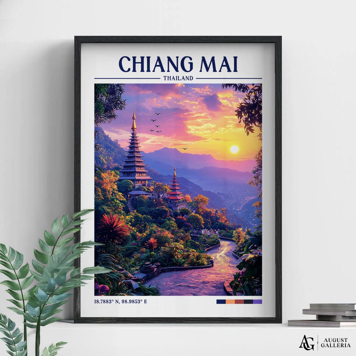 Chiang Mai Thailand Retro Travel Poster