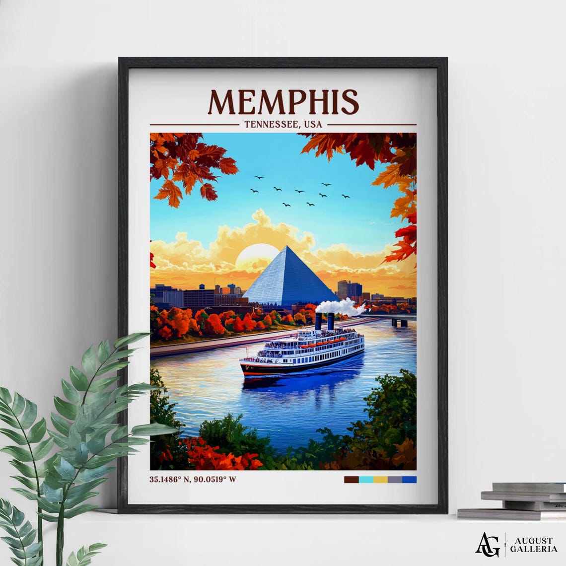 Memphis Tennessee Retro Travel Print Wanderlust Posters Wall Art Framed Prints Canvas Poster Illustration