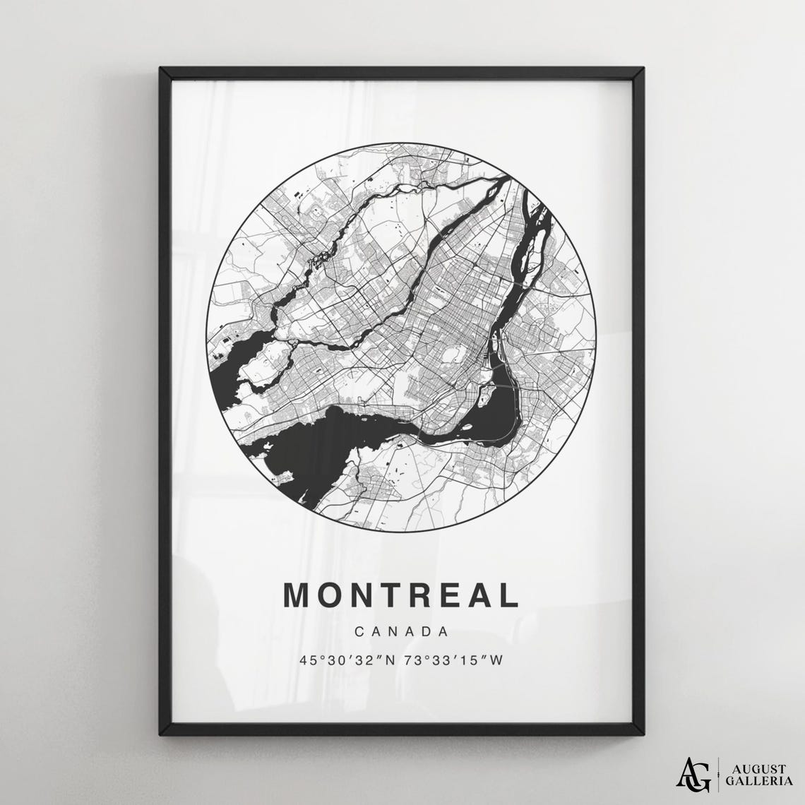 Montreal Canada Island City Minimalist Black And White Map Poster