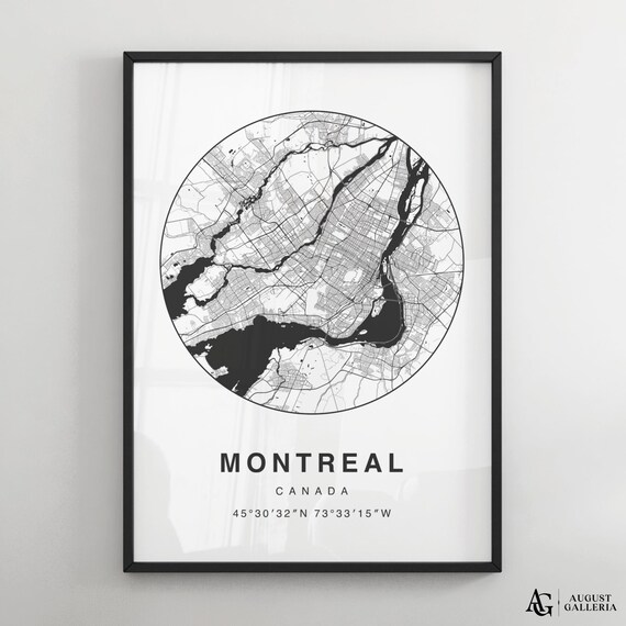 Montreal Canada Island City Minimalist Black And White Map Poster