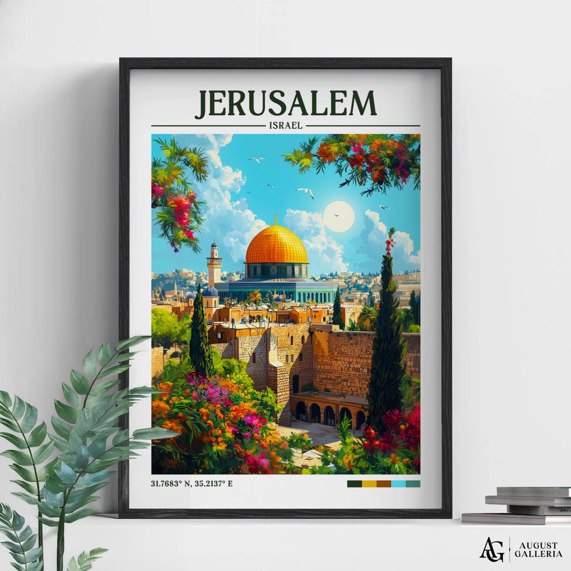 Jerusalem Retro Travel Print Wanderlust Posters Illustration Wall Art Framed Prints Canvas Poster