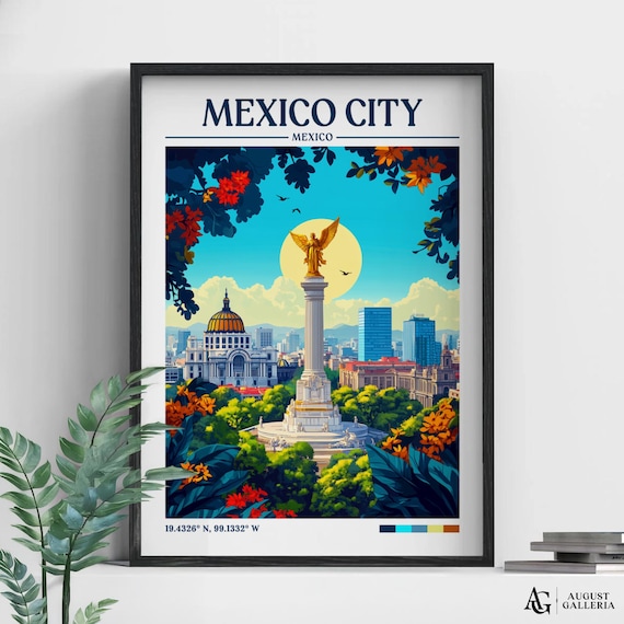 Mexico City Angel Of Independence Monument Landmark Travel Poster