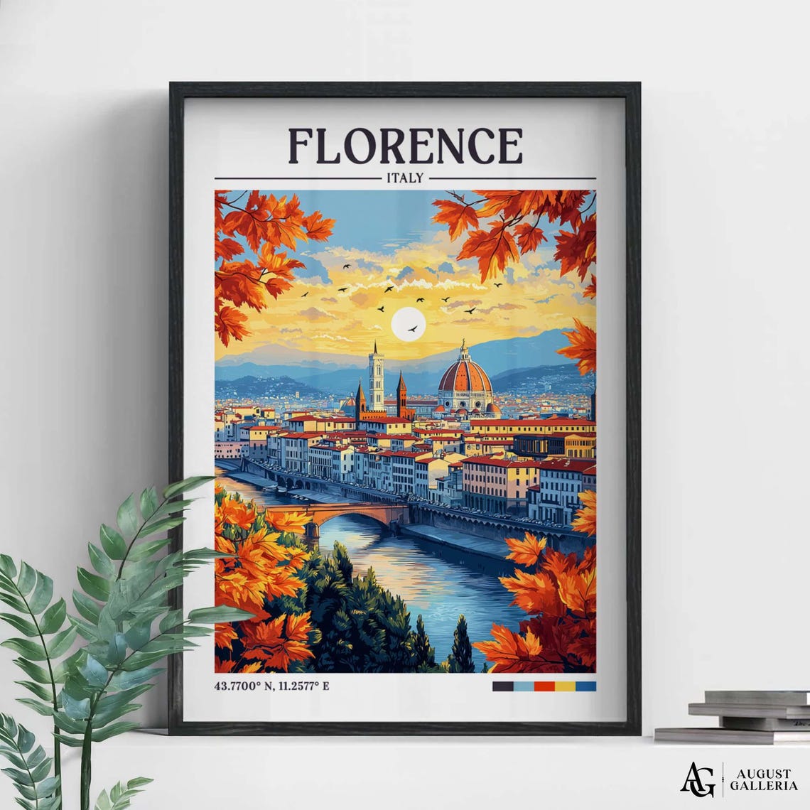 Florence Italy Retro Travel Print Wanderlust Posters Illustration Wall Art Framed Prints Canvas Poster