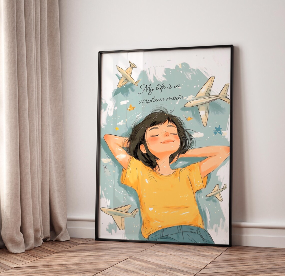 My Life Is In Airplane Mode Relaxed Girl Airplanes Quote Poster