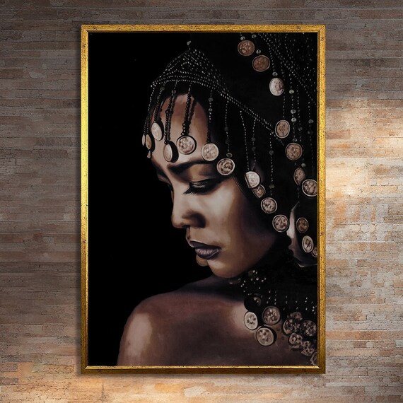 African Woman With Beaded Headdress, Cultural Art Print