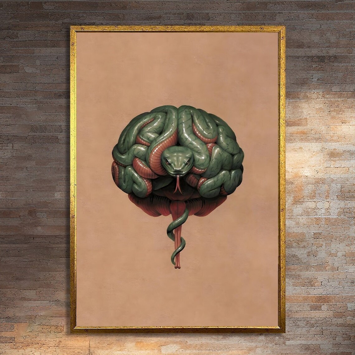 Snake And Brain Fusion, Modern Art Print