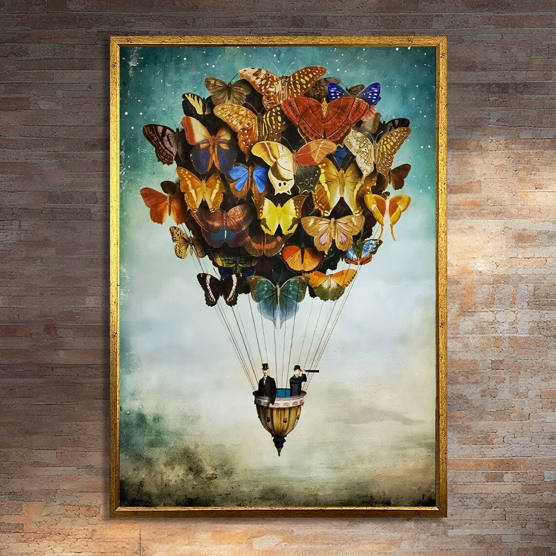 Whimsical Modern Hot Air Balloon Butterfly Art Print