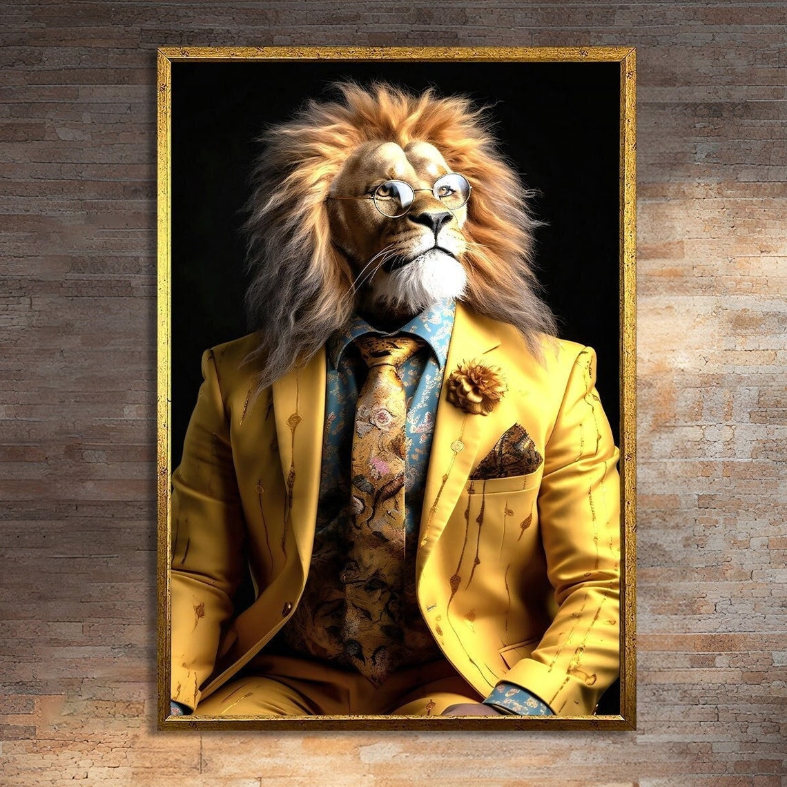 Stylish Lion In Suit Art Print, Modern Decor