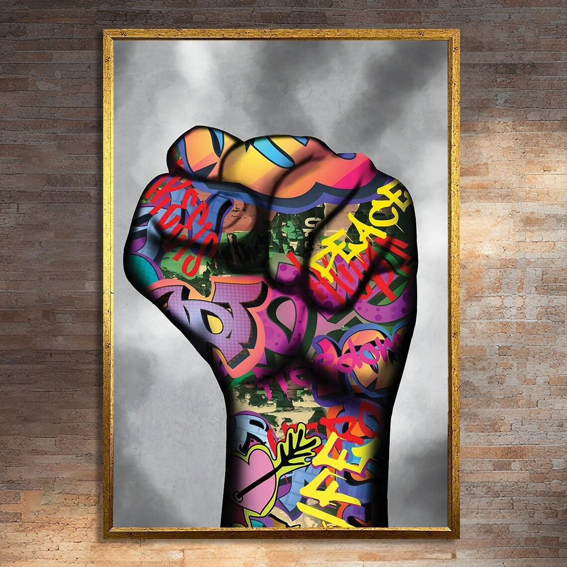Graffiti Art Power Fist, Empowerment Decor
