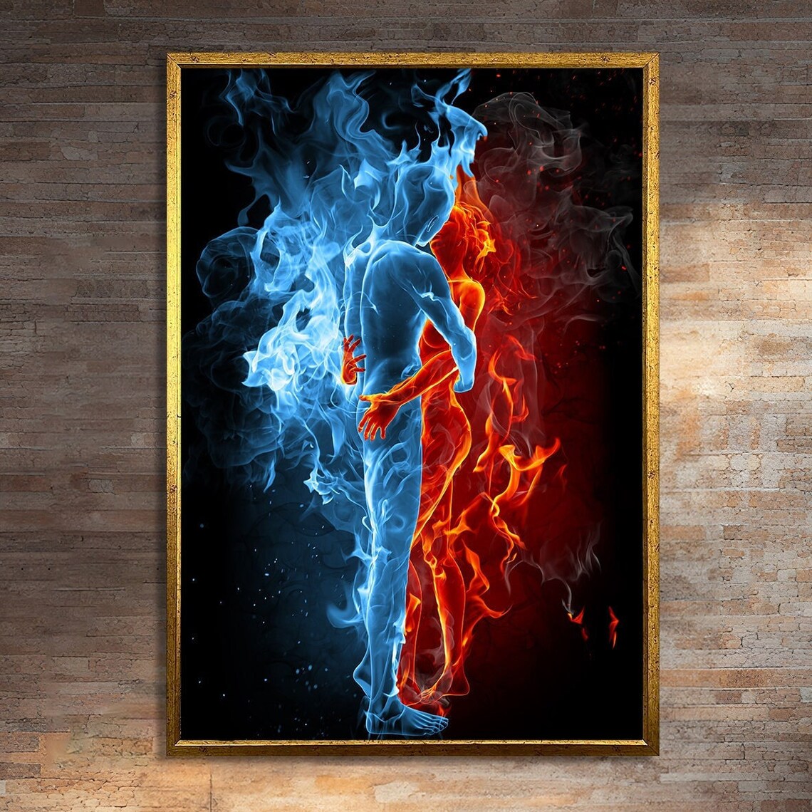 Fire And Ice Dance, Passionate Embrace Art Print