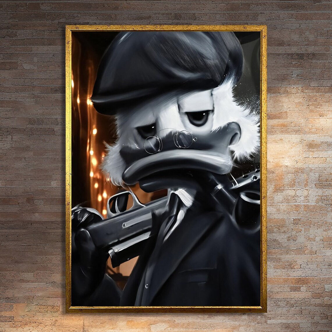 Gangster Duck Graffiti Painting, Bold Urban Decor