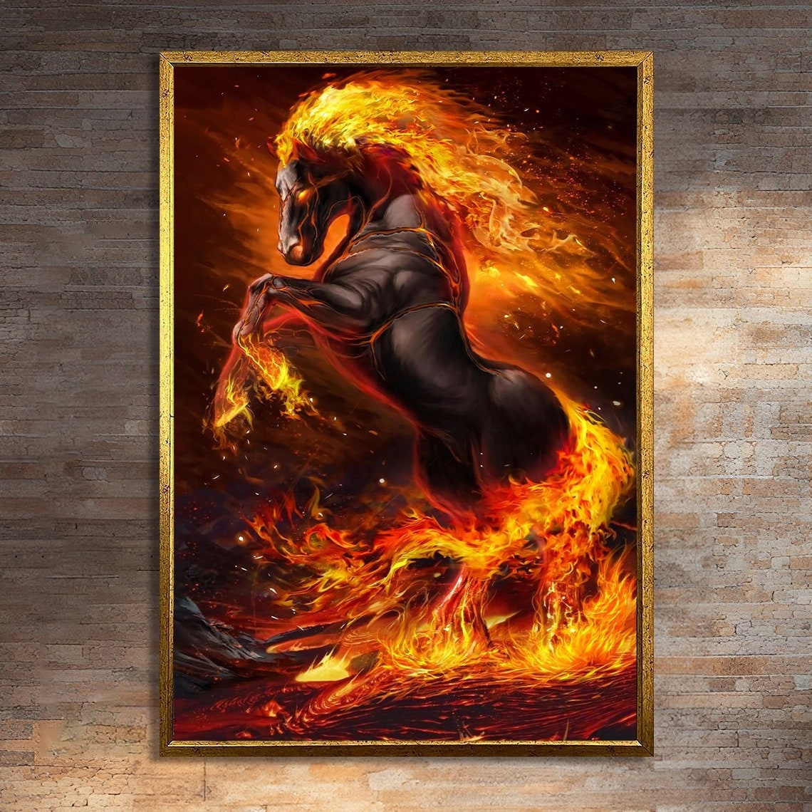 Fiery Horse Art Print, Bold Dynamic Animal Painting