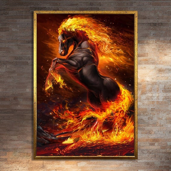 Fiery Horse Art Print, Bold Dynamic Animal Painting