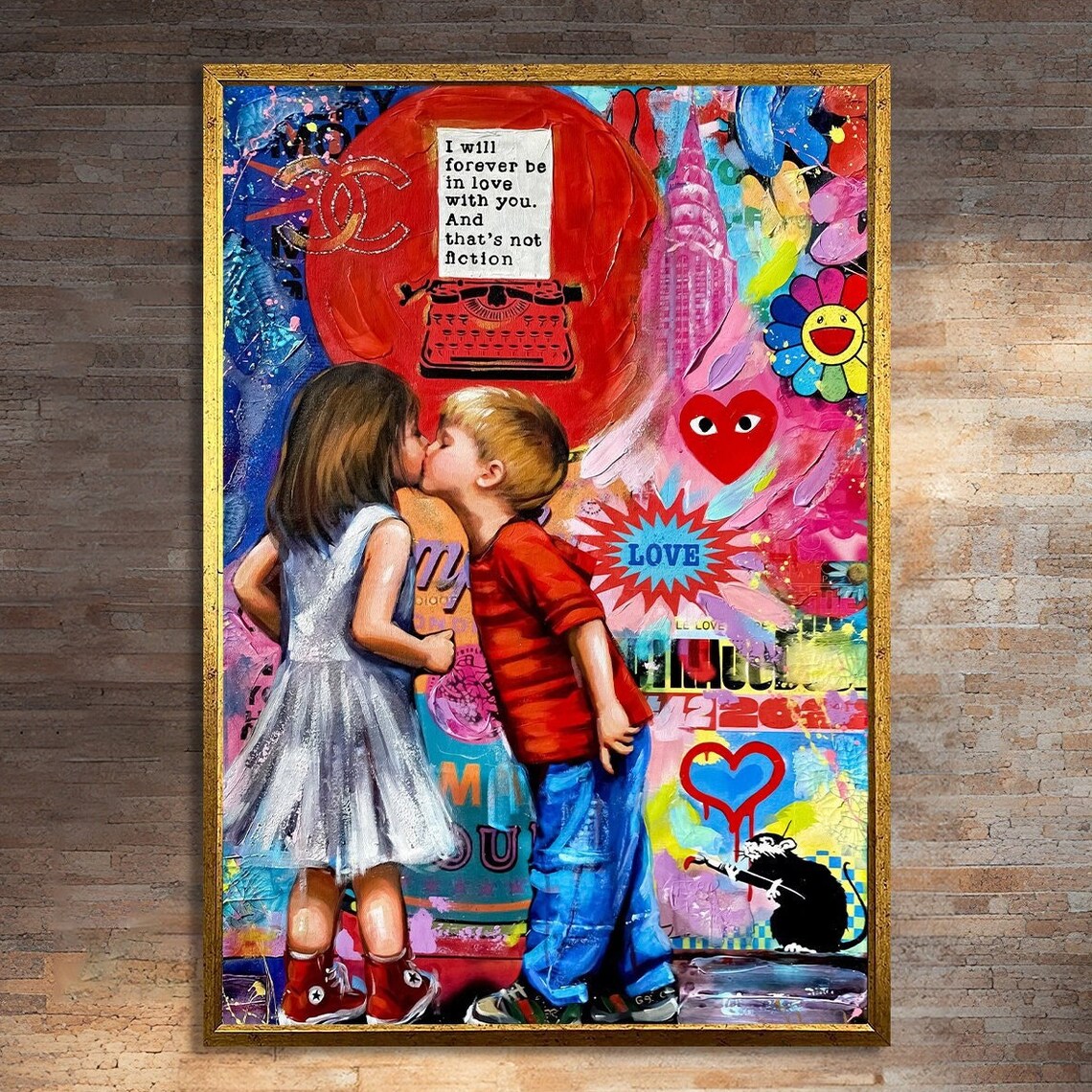 Eternal Love Graffiti Painting, Whimsical Street Art