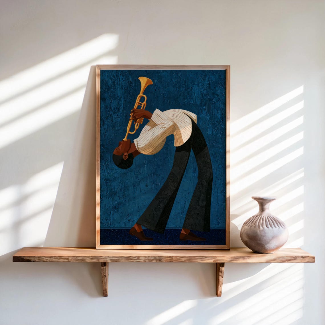 Jazz Trumpet Player Print Retro African American Musician Wall Art Afrocentric Mid Century Modern Decor Moody Black Culture Painting - Image 4
