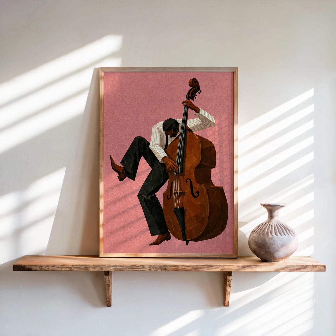 Jazz Bassist Wall Art Modern Mid Century Musician Print Retro African American Poster Afrocentric Painting Black Culture Soul Music - Image 2