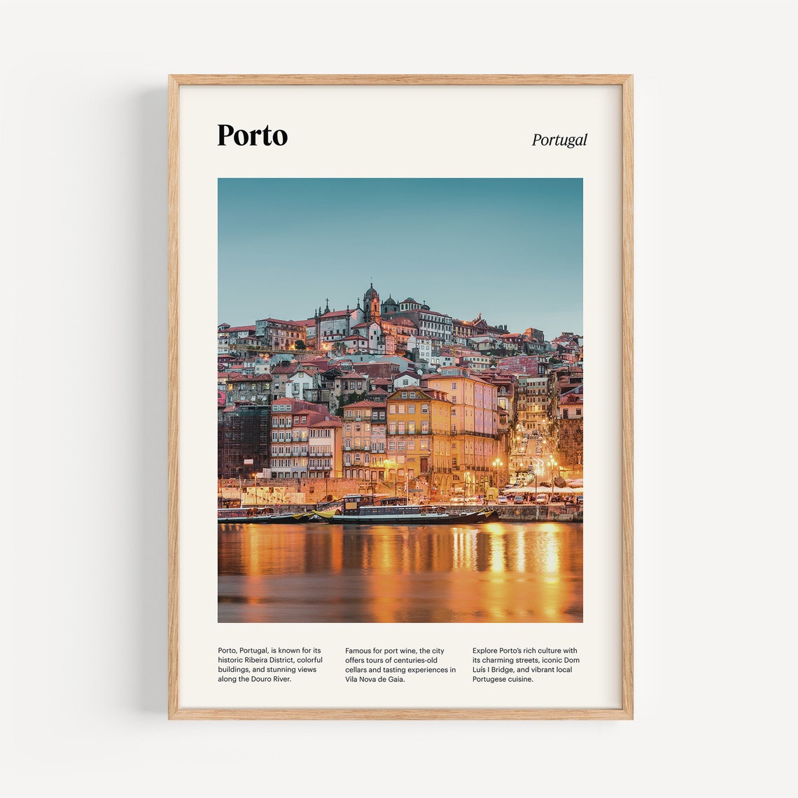 Porto Golden Hour Riverside Skyline Douro River Travel Poster - Image 4