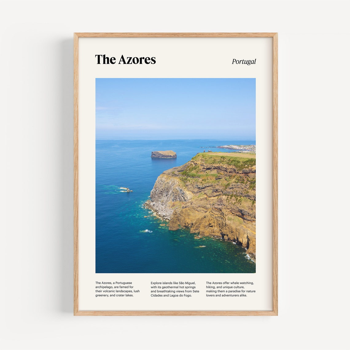 Azores Travel Poster Island Landscape Print Azores Wall Art Portugal Travel Decor Coastal Photography Azores Island Art