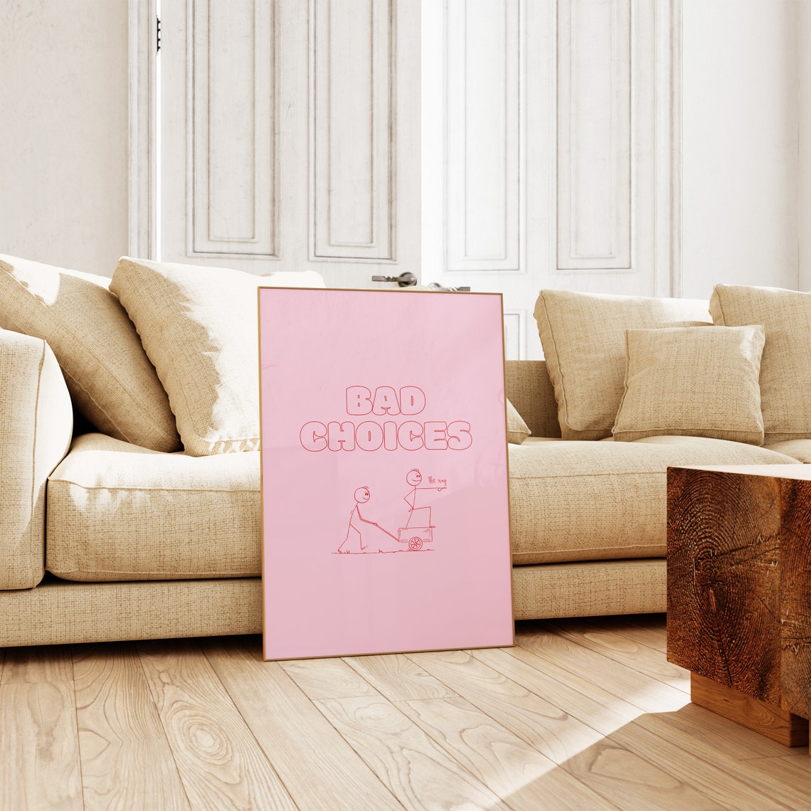 Bad Choices Pink Funny Stick Figure Retro Quote Dorm Decor Poster - Image 3